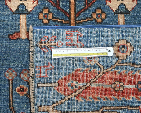 3x5 Blue Khurgeen Afghan Hand Knotted Wool Area Rug